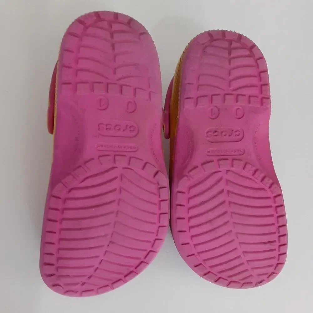 Crocs Clogs Juniors 1 Pink Tie Dye Swirl Water Shoes Summer Slip On Comfort